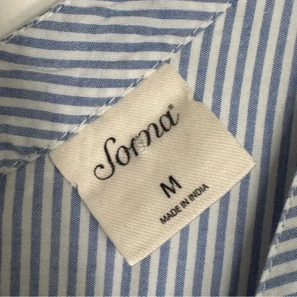 Soma 100% Cotton Embroidered Sleep Dress Striped Size M Cottage Core Floral - Picture 4 of 9